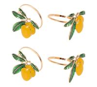 Housoutil 4 Servilleteros de Limón Decorativos para Mesa Aro para Servilletas Metálico Resistente Accesorio Festivo para Cenas y Bodas Juego de 4 Unidades Adecuado para Eventos y