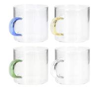 Housoutil 4 Tazas de Té de Vidrio Resistentes al Calor, 120ml, No se Rompen ni Desvanecen, Ideales para Sala de Té o Fiesta