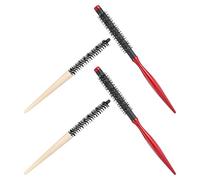 Housoutil 4piezas Peines Rizadores para Cabello Rizado Grueso Flequillo Cepillos Redondos Pequeños Mango de Madera para Rizar el Cabello para Uso Exterior y Mujeres