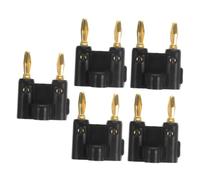 Housoutil 5 Piezas Conector Banana de Doble Punta de 4mm para Altavoces, Carcasa de Plástico Negro y Aleación, Alta Conductividad y Ajuste Preciso para Audio en Casa y Fiestas