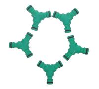 Housoutil 5 Piezas Divisor de Manguera de Jardín de 3 Vías en PP/Pom Verde, Conector Resistente para Grifos Exteriores, Aplicación Versátil y Distribución de Agua para Jardines Familiares