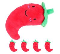 Housoutil 5 Piezas Juguete Interactivo para Perros Sonido en Forma de Chile, de Felpa Roja, Fácil de Limpiar, Adecuado Juego y Actividades al Aire Libre