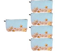 Housoutil 5 Piezas Neceser Estrella De Mar Bolsa De Viaje Cosmética Bolsa De Cosméticos De Mano Organizador con Cierre De Cremallera Poliéster Viajar Caja De Almacenaje Protección De La Piel