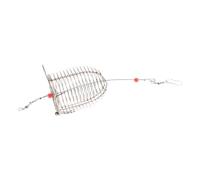 Housoutil 6 Piezas Jaula Estructura Soldada Sólida para Cebo de Pesca de Acero Inoxidable Rojo, Portátil y Resistente y Tapa de Resorte para Pesca de Cangrejos y Peces Pequeños