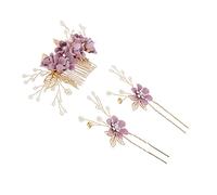 Housoutil 6 Piezas peine de novia peines de flores pinzas para el cabello de metal tiara horquillas de de imitación accesorio para el cabello de boda palo de pelo