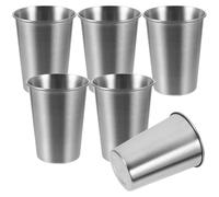 Housoutil 6 Piezas Tazas de Café Apilables de Acero Inoxidable 350ml | Plata, Superficie Lisa y Borde Pulido, para Refrescos y Uso Interior, Fácil de Guardar