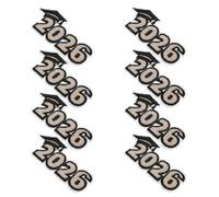 Housoutil 8 Parches Termoadhesivos Bordados 2026 Negros y Dorados para Graduación Apliques Decorativos para Ropa Sombreros y Mochilas Parches Vintage para Coser Decoración para