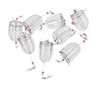 Housoutil 8 Piezas Jaula Resistente de Larga Duración Roja para Pesca de Acero Inoxidable Adecuada para Cebos de Pececillos y Cangrejos en Actividades de Pesca