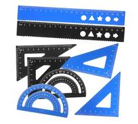 Housoutil 8 Piezas Reglas Metálicas con Transportador Escuadra y Cartabón Precisión para Dibujo Geométrico Portátil para Escuela Oficina y Resistente y Fácil de Leer