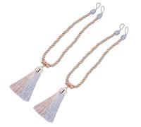 Housoutil Abrazadera de Cortina Borla Hecha a Mano Sujetador de Cortina de Cuerda Trenzada de Algodón Color Gris 1 Par Accesorio Decorativo para Ventanas y Estores