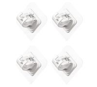 Housoutil Abrazaderas Adhesivas para Barra de Cortina, 4 Unidades, Clip Fijación sin Perforación para Ventanas y Baño, Soporte para Barra Extensible, Accesorio de Hogar Funcional