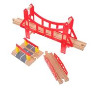 Housoutil Accesorios de Vías de Tren de Madera para 3 Piezas de Bloques para Ensamblar Puente Grande y Pequeño Juguetes Educativos para Desarrollo de Coordinación y Juego Interactivo