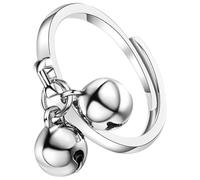 Housoutil Anillo Abierto Ajustable de Cobre Doble Campana y Bola Colgante, Joyería para Mujer en Ocasiones Obsequios y Uso Diario