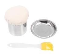 Housoutil Aplicador de Aceite para Sartén de Panqueques de Acero Inoxidable, Pincel Resistente para Untar con Bandeja 10x10x1.5 Cm, Herramienta de Cocina para Distribuir Color Aleatorio