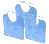 Housoutil Babero para Ancianos y Práctico 3 Piezas, Tamaño Pequeño Azul, Poliéster Flexible para Comer y Cuidado Diario de Adultos Mayores