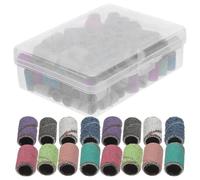 Housoutil Bandas de Lijado para Taladro de Uñas 100 Piezas Mixtas Caja, Anillos para Esmaltar Uñas de Grano Fino, Manguitos de Lijado para Manicura y Pedicura Profesional en Color