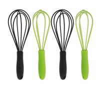Housoutil Batidor de Huevos Manual de Acero Inoxidable de 15 CM Mini Batidor de Silicona para Mezclar y Espumar Set de 4 Unidades 2 Negro 2 Verde para Cocina y Repostería