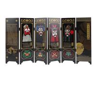 Housoutil Biombo Plegable de Madera Pequeño 6 Paneles Diseño de Máscara Tradicional China Decoración Escritorio y Arte Tradicional para Hogar y Oficina