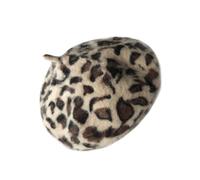 Housoutil Boina Vintage para Mujer con Estampado de Leopardo, Mezcla de Pelo de Conejo para Mantener el Calor en Temporada E Invierno, Adecuada para Compras y Viajes