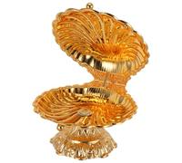 Housoutil Bol Dorado con Pedestal Pequeño Cuenco con Forma de Concha Marina Metálico para Frutas y Aperitivos Bandeja Decorativa para Mesa y Cocina en Fiestas Frutero Abierto para