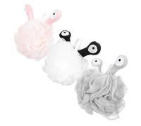 Housoutil Bolas de Baño de Dibujos Animados 3 Unidades Tamaño Mediano Suaves y Exfoliantes para Adultos y Niños Uso en Casa y Viaje Accesorios de Baño en Colores,