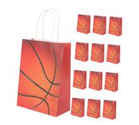 Housoutil Bolsas de Obsequio de Baloncesto con Asas Medianas y Pequeñas para Fiesta Deportiva con Diseño Impreso en Papel Kraft, Adecuado para Cumpleaños, Eventos y Regalos de Temporada