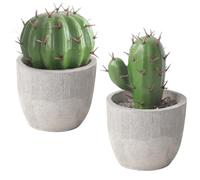 Housoutil Bonsái de Cactus Artificial Mini Maceta de Plástico, Set de 2 Piezas para Decoración de Hogar y Centros de Mesa, Plantas Suculentas Falsas para Escritorio y Oficina