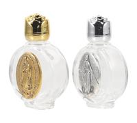 Housoutil Botellas de Agua Pequeñas de Vidrio Diseño Religioso, Set de 2 Unidades Vacías y Portátiles, para Decoraciones de Boda, Bautizo y Uso Ritual, sin Fugas
