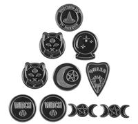 Housoutil Broches de Aleación Negro 10 Piezas Estilo Punk Vintage Diseño Sombrero de Bruja y Elementos Góticos para Decoración Diy, Accesorios de Ropa y Complementos para Estilo Aleatorio