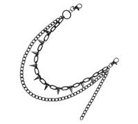 Housoutil Cadena para Pantalones de Metal con Tachuelas Pequeñas, Doble Capa, Estilo Gótico Punk, Accesorios de Hip-hop Unisex para Jeans y Moda Urbana