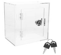 Housoutil Caja Acrílica Transparente para Donaciones con Cerradura Segura Rebabas, Urna de Votación Pública Adecuado para Recaudación de Fondos y Buzón de Sugerencias