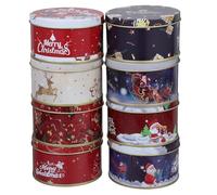 Housoutil Caja de Hojalata para Tarjetas Navideñas de 12 Cm, 8 Piezas Reutilizables con Diseño Delicado y Colores Brillantes para Decorar y Almacenar Felicitaciones Estilo Varios estilos