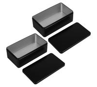 Housoutil Caja Metálica de Hojalata Negra 2 Piezas Hermética con Tapa Segura Gran Capacidad para Almacenamiento de Dinero Té y Dulces de Boda Caja Multiusos para Recuerdos y