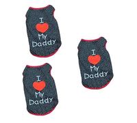 Housoutil Camiseta De Algodón con Texto i Love My Daddy para Perro 3 Unidades Sin Mangas para Niños Y Niñas Talla S