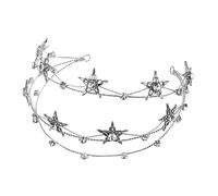 Housoutil Casco De Diadema De Silver Stars Rinestone Crown De De De Imitación De Plata De Novia Silver Star Hair Bridal Tailar Niña De Las Flores El Oro Perder Aleación