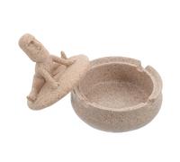 Housoutil Cenicero Creativo de Resina con Tapa, Diseño Único de Hombre Piedra Yoga, Fácil de Limpiar, Adecuado para Oficina y Escritorio, Decoración Elegante y Funcional