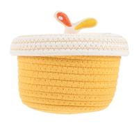 Housoutil Cesta de Almacenamiento Redonda Pequeña de Cuerda de Algodón Tapa Cesta Decorativa para Hogar y Oficina Caja Organizadora Multifuncional para Llaves Bocadillos y Utensilios