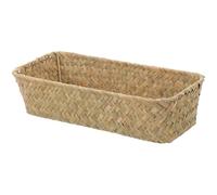 Housoutil Cesta Tejida de Junco Natural Tamaño S 24X10X6 CM Cesta Organizadora Multifunción para Almacenamiento de Juguetes Artículos Diversos y Decoración Rústica para Hogar y Oficina
