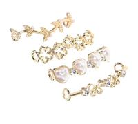 Housoutil Clips Decorativos para Zapatos de Mujer, Set de 4 Piezas Diseño de Perlas y Formas (corazón, Hoja B, Flor de Cerezo Hueca, Doble Lazo), Accesorios para Zapatillas Casuales