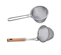 Housoutil Colador para Olla Caliente 2 Piezas Acero Inoxidable 304 Mango de Madera y Acero, Cuchara Espumadera Filtro Malla para Cocina Doméstica y Profesional