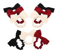 Housoutil Coleteros de Raso Lazo Doble Capa 9 Unidades en Negro y Burdeos Gomas Elásticas Gruesas para Cabello Accesorios para Peinados Festivos y Uso Diario