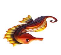 Housoutil Colgantes Decorativos de Caballito de Mar de Hierro Forjado Color Amarillo 2 Piezas para Pared Dijes DIY para Adornos Festivos y Decoración del Hogar