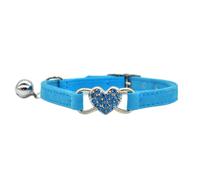 Housoutil Collar de Imitación con de Forma Gatos Tejido Corazón Ajustable Azul con Decoración de Gemas Campana y Adecuado para Paseos y Actividades Deportivas