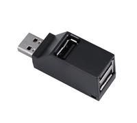 Housoutil Concentrador USB 2.0 De 3 Puertos Mini Adaptador para Pc y Portátil Cableado Compacto Uso Múltiple Sin Alimentación Externa Color Negro