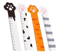 Housoutil Conjunto de 4 Reglas de Madera Diseño de Gato, 15 Cm, Material Resistente, Ideales para Estudiantes y Uso Aula