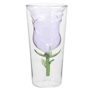 Housoutil Copa de Vino Tinto de Doble Capa de Cristal Diseño Flor de Rosa Capacidad 201-300 Ml Vaso para Bar y Cócteles Adecuado para San Valentín y Uso en Restaurante