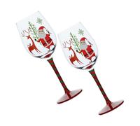 Housoutil Copas Navideñas de Cristal Diseño de Papá Noel y Árbol de Navidad Juego de 2 Copas de Vino Festivas Colores Variados Ideales para Fiestas y Recuerdos Navideños