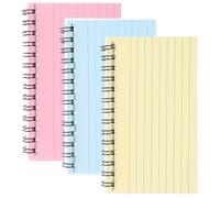 Housoutil Cuaderno de Fichas con Anillas en Espiral y Diseño Rayado, 3 Piezas, Cuaderno Portátil de Papel Pp para Estudio en Clase y Escritura Diaria