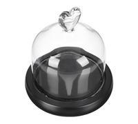 Housoutil Cubierta de Vidrio Decorativa para Flores Preservadas con Base Negra 10X11 CM en Forma de Corazón Cúpula de Cristal con Cadena de Luces LED Decoración de Escritorio y Hogar