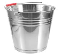 Housoutil Cubo de Alimentación para Caballos, Cubo de Acero Inoxidable para Caballos, 8 L, Plata, para Agua y Pienso, Asa, para Establo y Granja